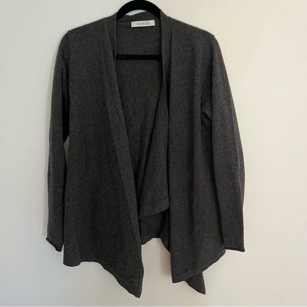 Kokun Drape Waterfall Woven Cashmere cardigan Medium
